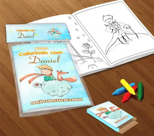 Kit Colorir Pequeno Príncipe (livrinho + Giz de Cera)