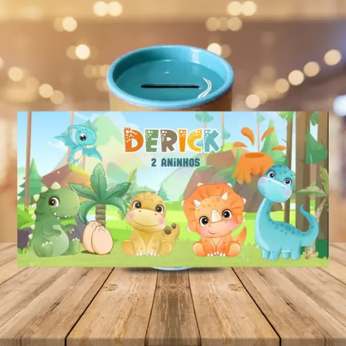 Adesivo para Cofrinho Dino Baby