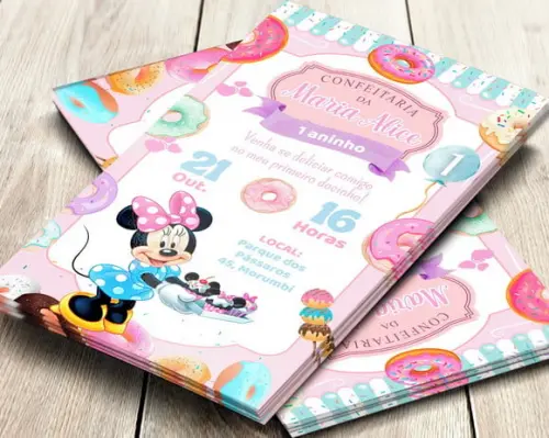 Convite Impresso Minnie Confeiteira