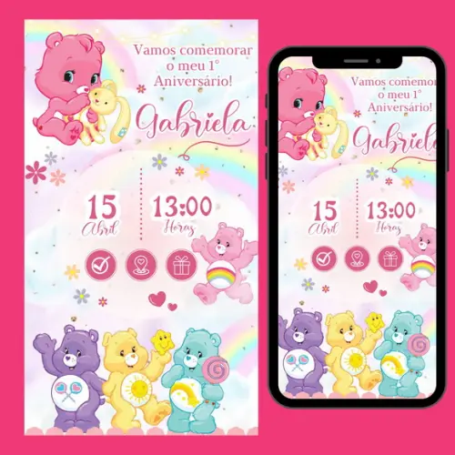Convite Digital Interativo Ursinhos Carinhosos