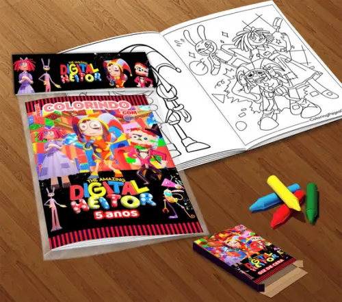 Kit Colorir Incrível Circo Digital (livrinho + Giz de Cera)
