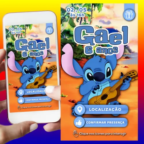 Convite Digital Interativo Lilo e Stitch