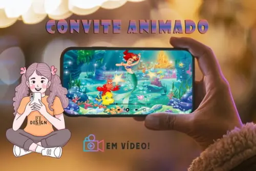 Convite De Aniversário Animado- Pequena Sereia