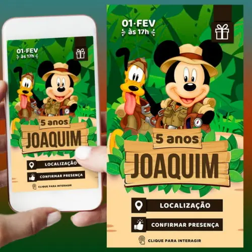 Convite Digital Interativo Mickey Safari