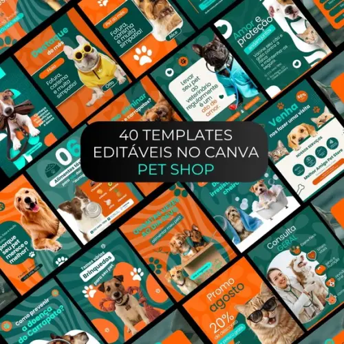Pack 40 Templates Pet Shop (canva)