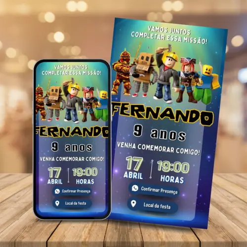 Convite Digital Interativo Roblox
