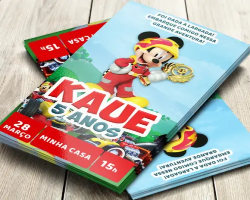 Convite Digital Mickey Aventuras Sobre Rodas