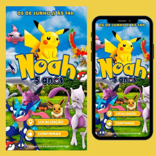 Convite Digital Interativo Pokemon