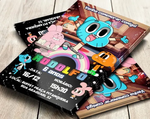Convite Impresso o Incrível Mundo de Gumball