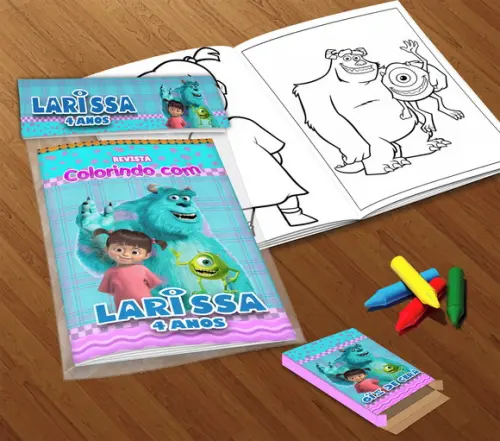 Kit Colorir Monstros Sa (livrinho + Giz de Cera)