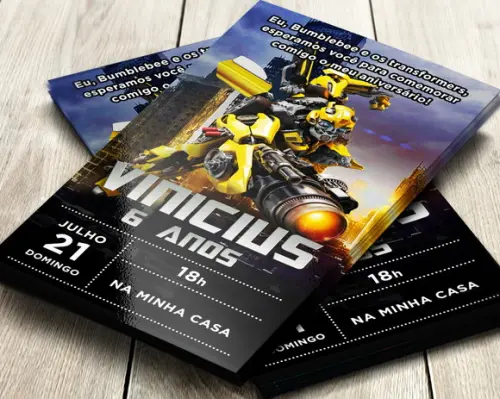 Convite Impresso Transformers (bumblebee)