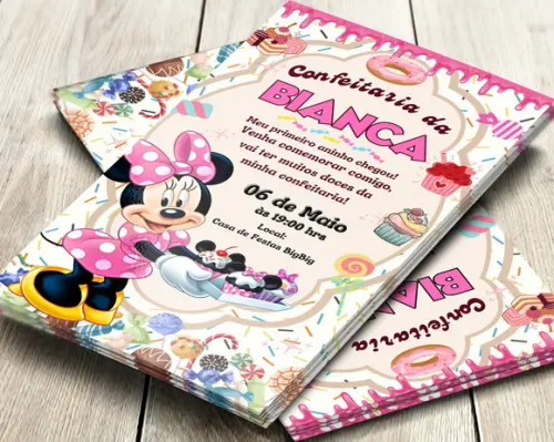 Convite Impresso Minnie Confeiteira