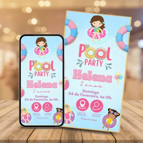 Convite Digital Interativo Pool Party