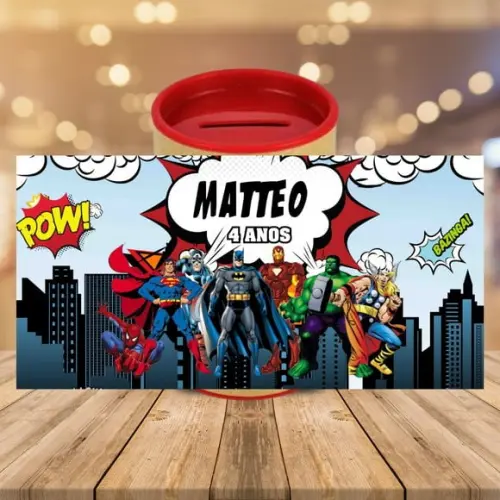 Adesivo para Cofrinho Super-heróis