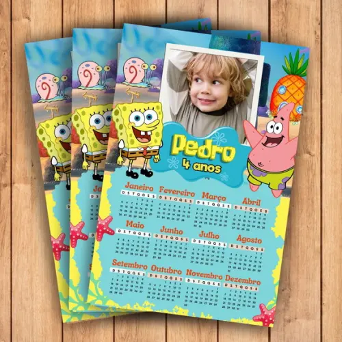 Calendário Bob Esponja 2026 (imã de Geladeira)