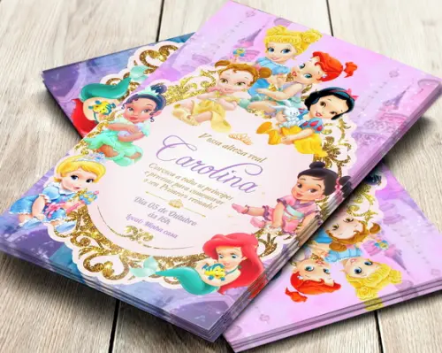 Convite Impresso Princesas da Disney Cute