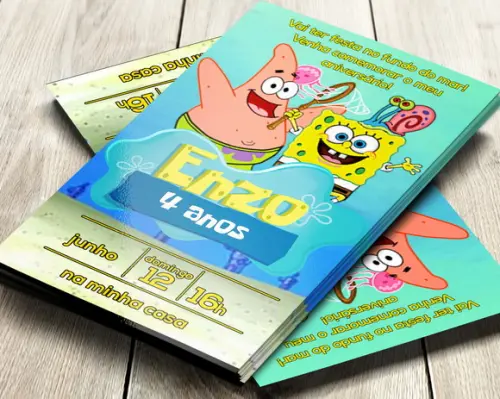 Convite Impresso Bob Esponja