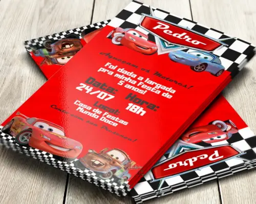 Convite Impresso Carros Mcqueen