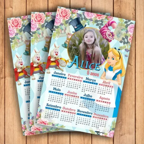 Calendário Alice no País das Maravilhas 2026 (imã)