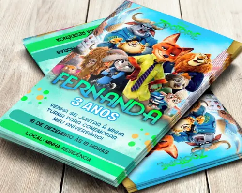 Convite Impresso Zootopia