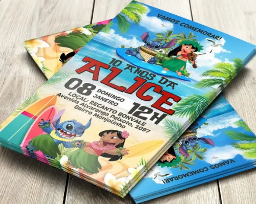 Convite Impresso Lilo e Stitch
