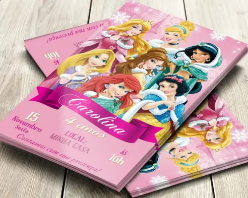 Convite Impresso Princesas da Disney
