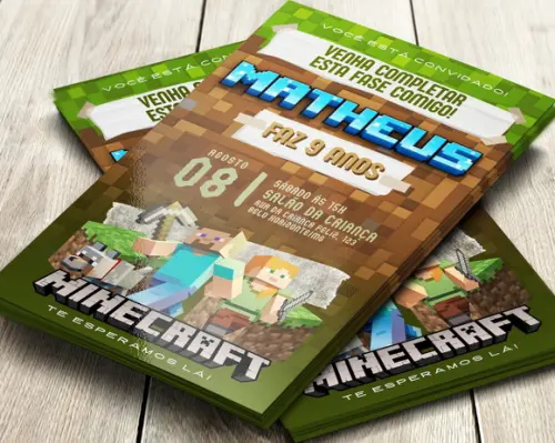 Convite Impresso Minecraft