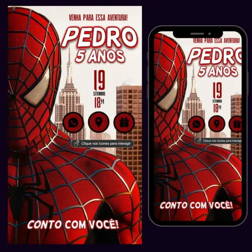Convite Digital Interativo Homem Aranha