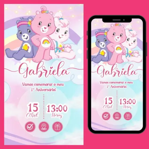 Convite Digital Interativo Ursinhos Carinhosos