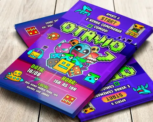Convite Impresso Geometry Dash