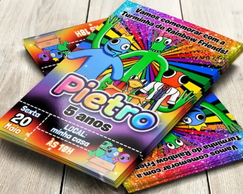Convite Impresso Rainbow Friends