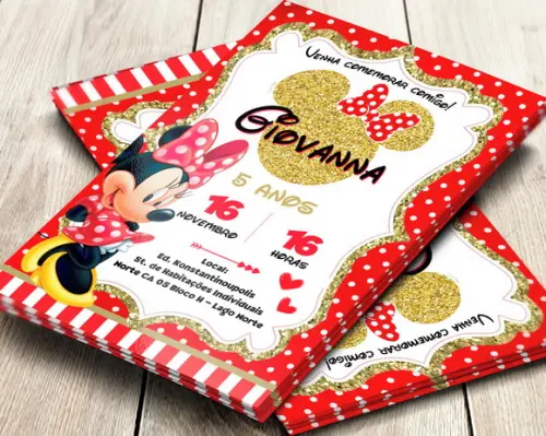Convite Impresso Minnie Vermelha