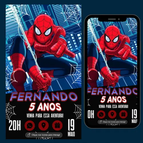 Convite Digital Interativo Homem Aranha