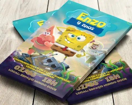 Convite Impresso Bob Esponja