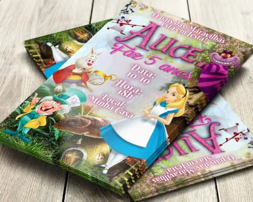 Convite Impresso Alice no País das Maravilhas