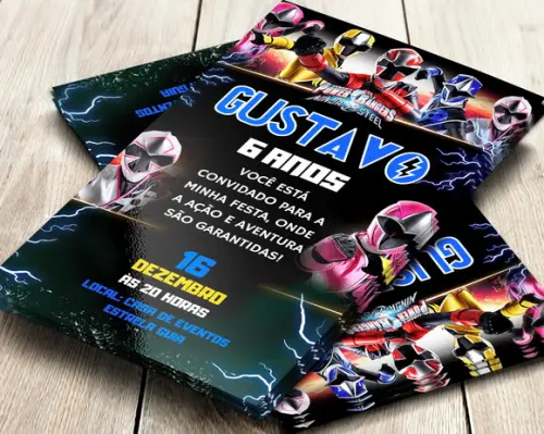 Convite Impresso Power Rangers