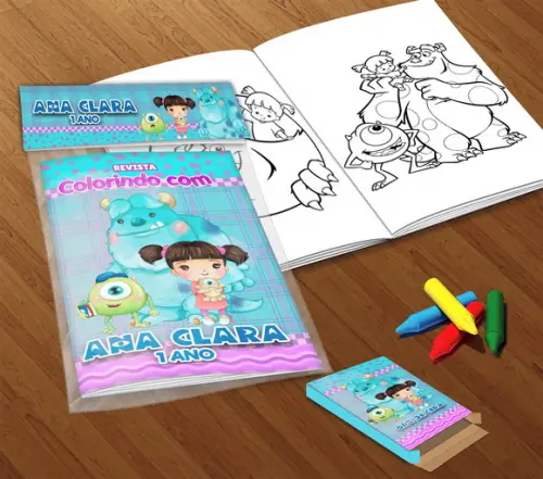 Kit Colorir Monstros Sa Cute (livrinho + Giz de Cera)