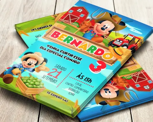 Convite Impresso Mickey Fazendeiro