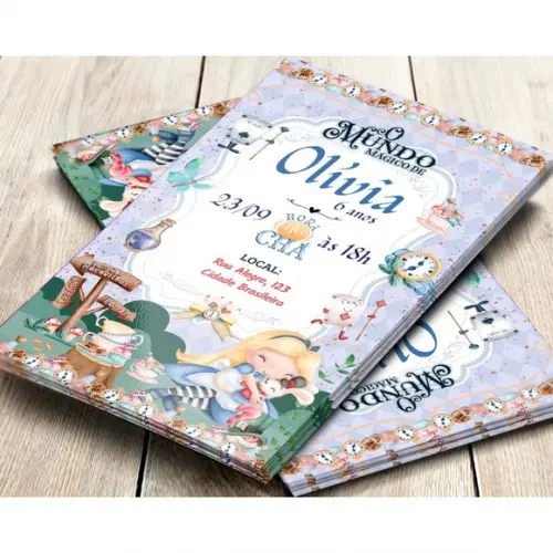 Convite Impresso Alice no País das Maravilhas