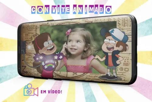 Convite De Aniversário Animado-gravity Falls