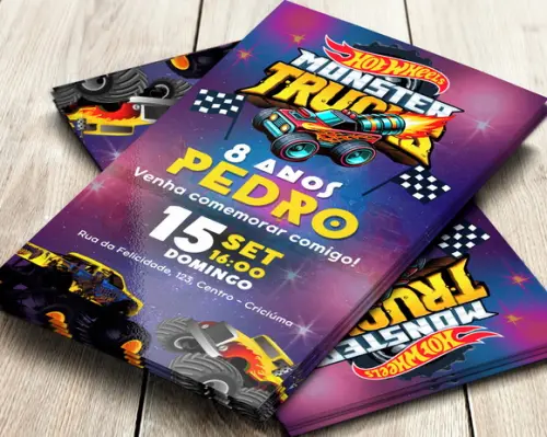 Convite Digital Monster Trucks Hot Wheels