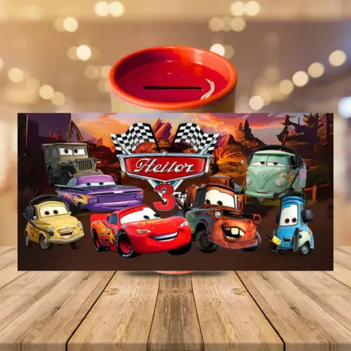 Adesivo para Cofrinho Carros Mcqueen