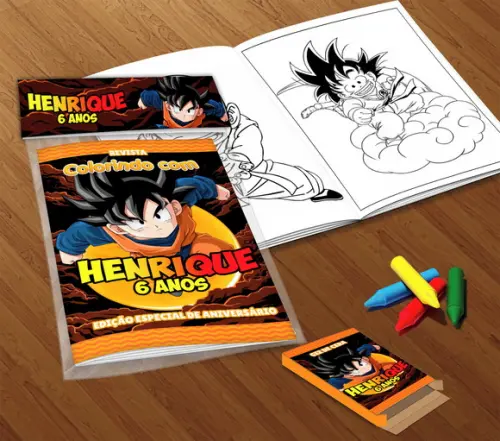 Kit Colorir Dragon Ball Z (livrinho + Giz de Cera)