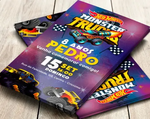 Convite Impresso Hot Wheels
