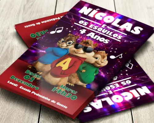 Convite Impresso Alvin e os Esquilos