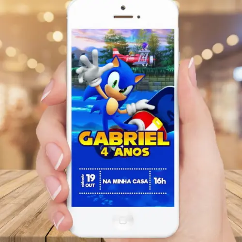 Convite Animado Sonic (tela Única)