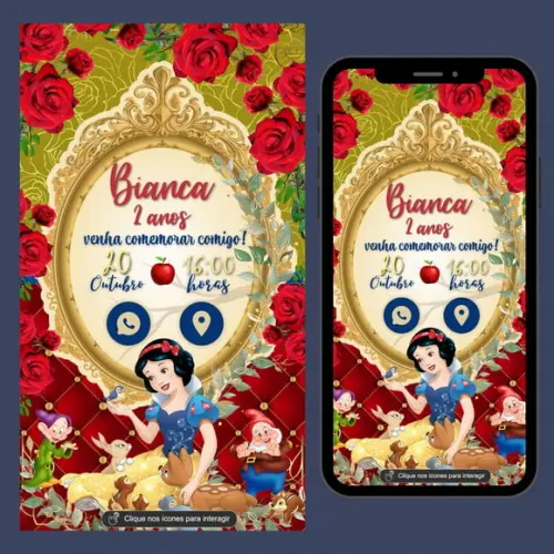 Convite Digital Interativo Branca de Neve