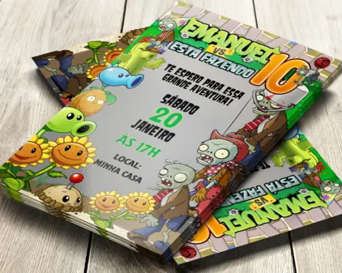 Convite Impresso Plants Vs. Zombies