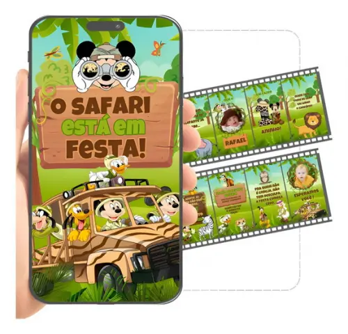 Convite Animado Mickey Safari