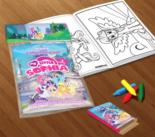 Kit Colorir Little Pony (livrinho + Giz de Cera)